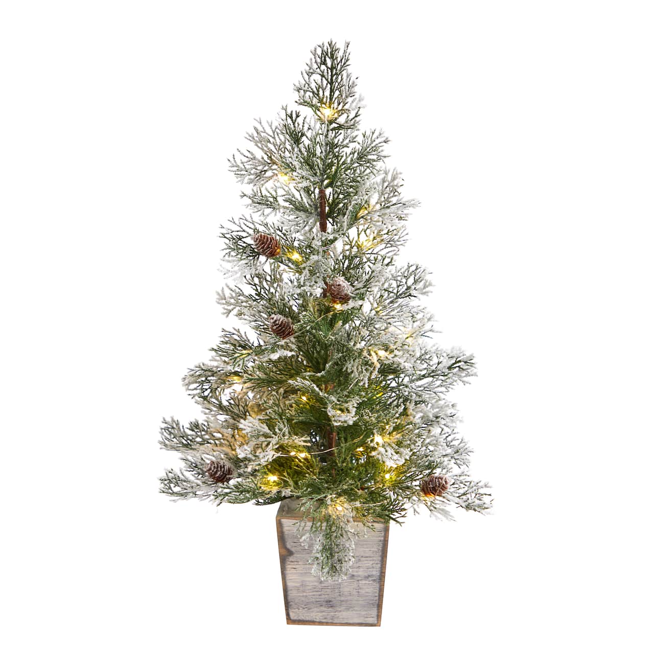2ft. Pre-Lit Frosted Artificial Christmas Tree in Decorative Planter, Clear Lights